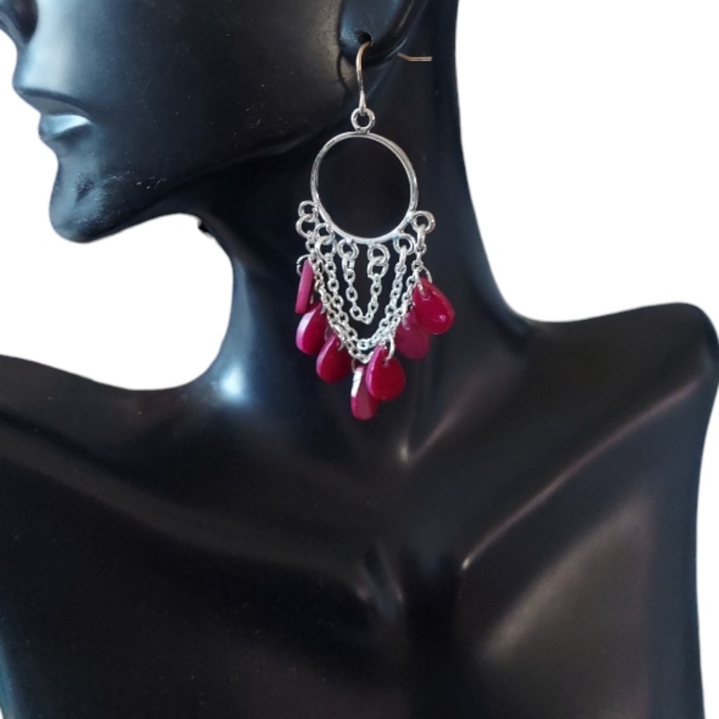 E829 Layered Beaded Hoop Drop Dangle Earrings 7$